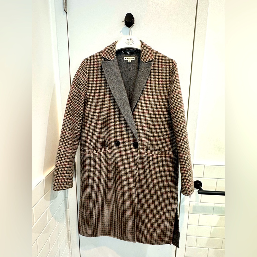 Whistles UK plaid wool coat